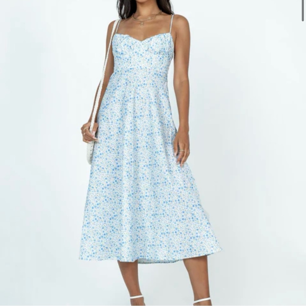 Princess Polly Amara Midi Dress Floral Blue